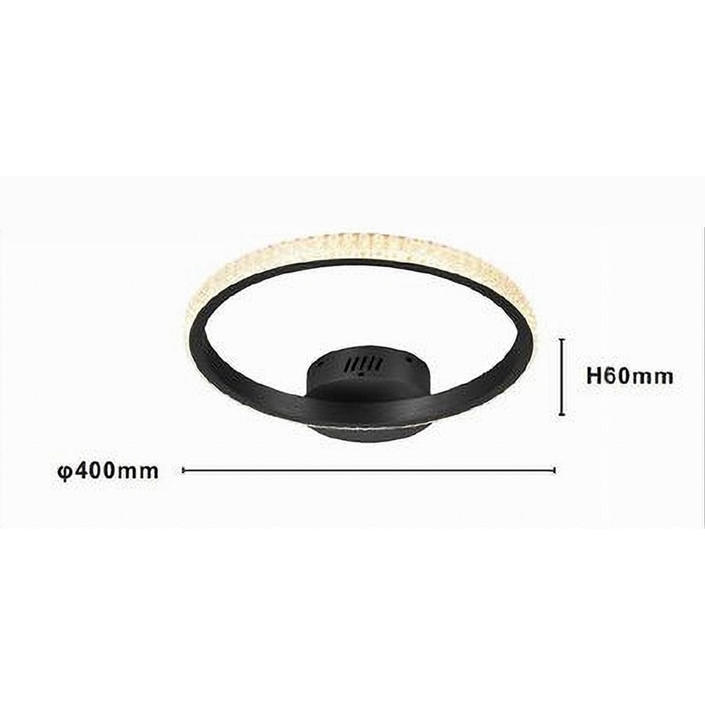 PLAFONIERA LED 24W CERCHIO EFFETTO CRISTALLO NERO 31722