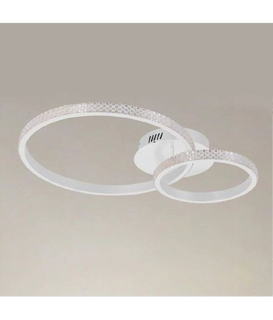 PLAFONIERA LED 48 W 2 CERCHI EFFETTO CRISTALLO BIANCO 31777