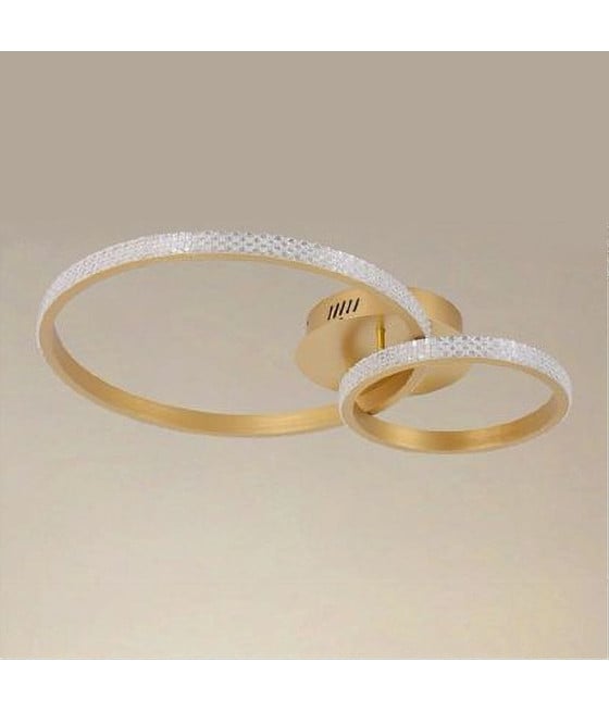 PLAFONIERA LED 48 W 2 CERCHI EFFETTO CRISTALLO ORO 31791