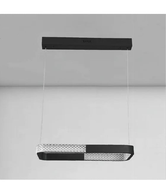 LAMPADARIO LED 28W RETTANGOLARE NERO CRISTALLO 32071