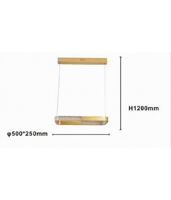 LAMPADARIO LED 28W RETTANGOLARE ORO CRISTALLO 32088