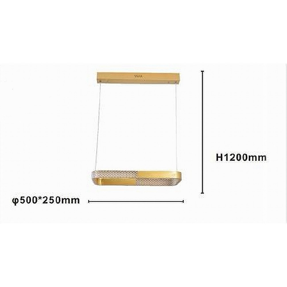 LAMPADARIO LED 28W RETTANGOLARE ORO CRISTALLO 32088