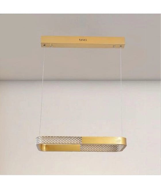 LAMPADARIO LED 28W RETTANGOLARE ORO CRISTALLO 32088