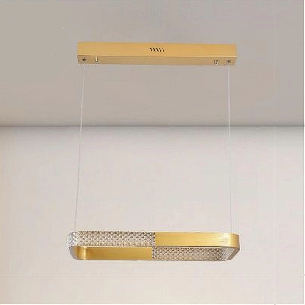LAMPADARIO LED 28W RETTANGOLARE ORO CRISTALLO 32088