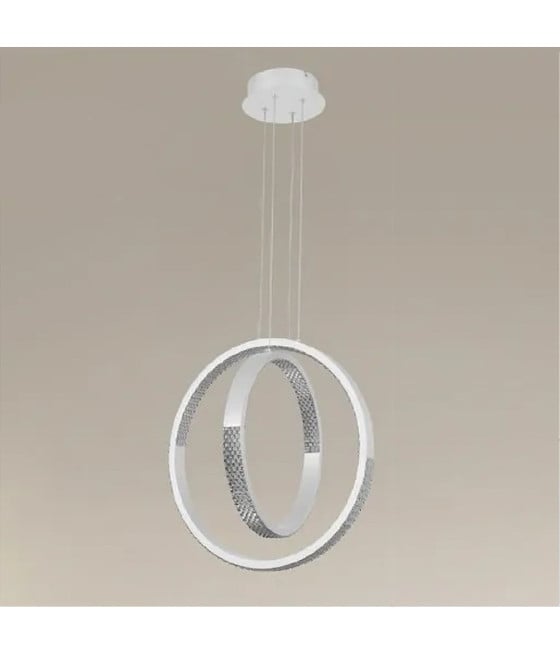 LAMPADARIO LED 64W CIRCOLARE EFFETTO CRISTALLO BIANCO 32156
