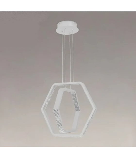 LAMPADARIO LED 48W ESAGONALE EFFETTO CRISTALLO BIANCO 31838