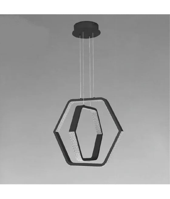 LAMPADARIO A SOSPENSIONE LED 48W ESAGONALE EFFETTO CRISTALLO NERO 31845