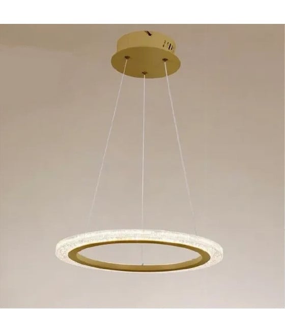 LAMPADARIO LED 36W CERCHIO ANELLO ORO EFFETTO CRISTALLO 31944