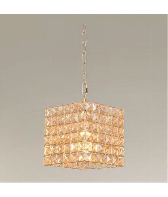 LAMPADARIO CUBO CRISTALLI LAMPADA LUCE E27 ORO 32309
