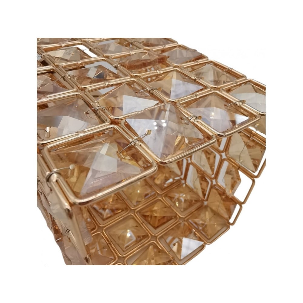 LAMPADARIO SOSPESO RETTANGOLARE CRISTALLI LUCE E27 ORO 32316