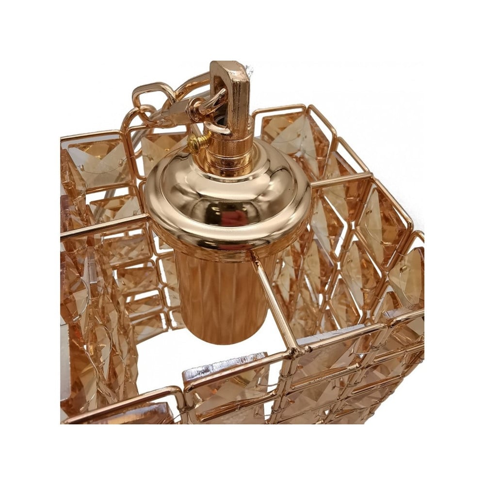 LAMPADARIO SOSPESO RETTANGOLARE CRISTALLI LUCE E27 ORO 32316