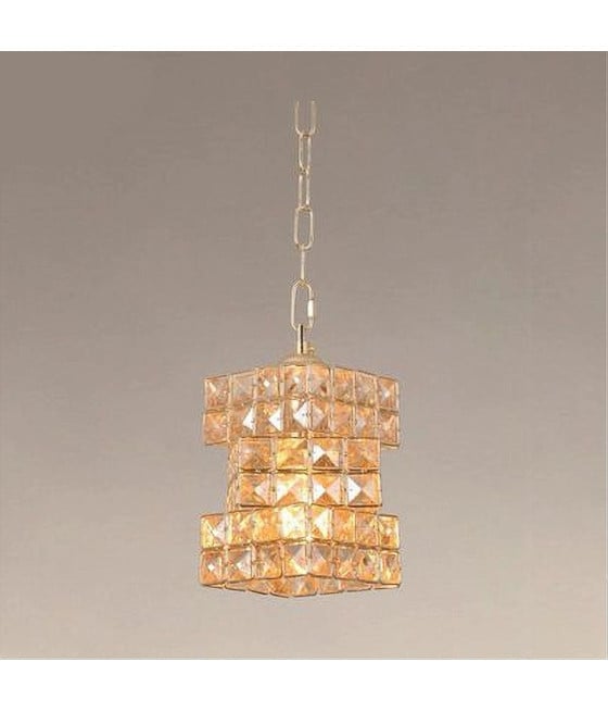 LAMPADARIO RETTANGOLARE INTRECCIATO CRISTALLI LUCE E27 ORO 32392