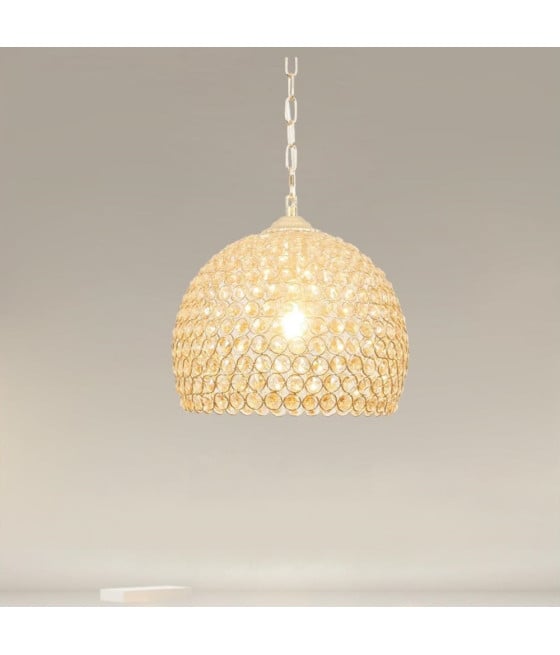 LAMPADARIO SEMI SFERA ORO CUPOLA CRISTALLI INCASTRATI E27 32958
