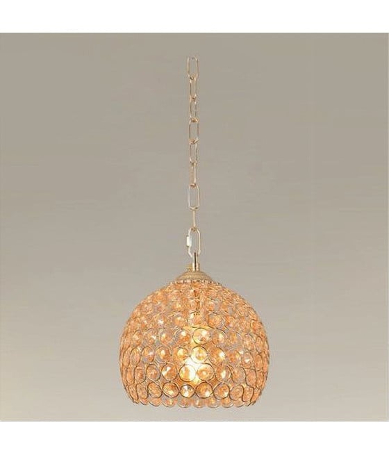 LAMPADARIO TONDO CUPOLA MEZZA SFERA CRISTALLI LUCE E27 ORO 32354
