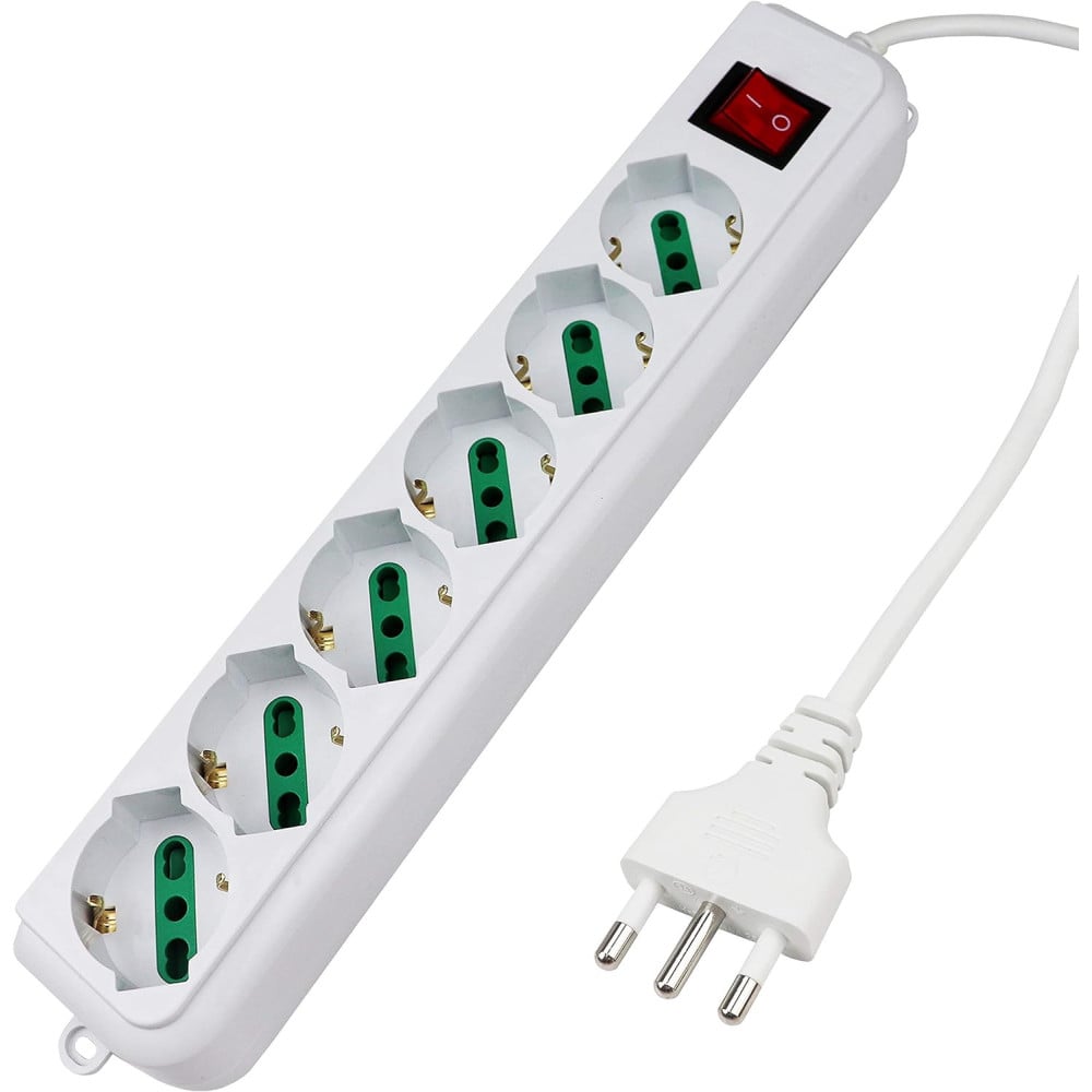 MULTIPRESA CIABATTA ELETTRICA A 6 POSTI CON PROTEZIONE SOVRACCARICO 250V 2500W