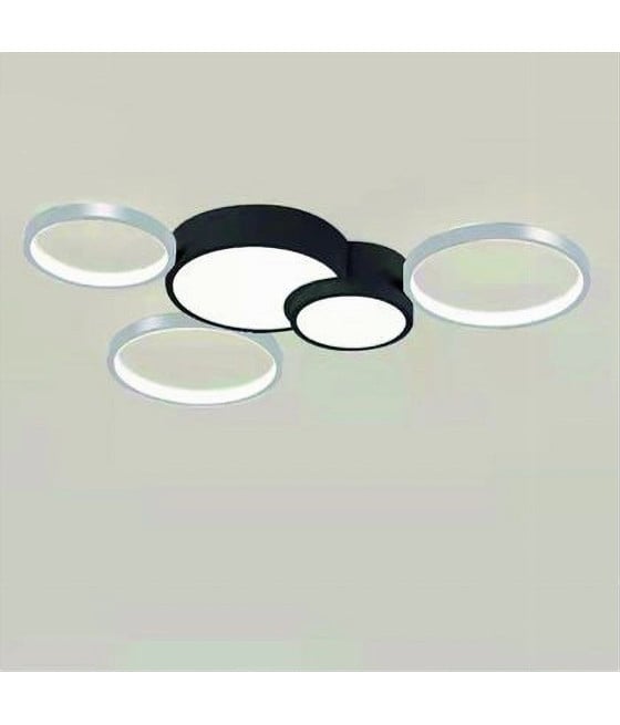 PLAFONIERA LED 48W 5 CERCHI ARGENTO NERO LUCE 4000K 70975