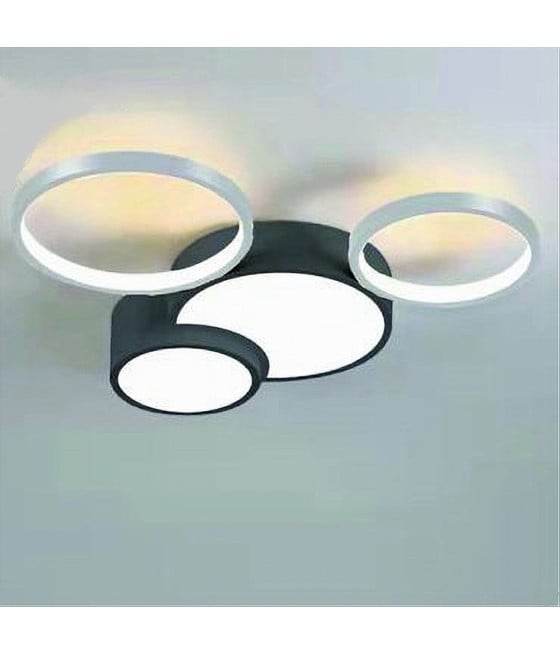 PLAFONIERA LED 36W 4 CERCHI ARGENTO NERO LUCE 4000K 70937