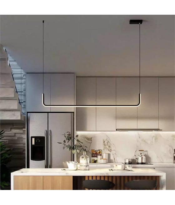 LAMPADARIO SOSPENSIONE 21W LINEARE ORIZZONTALE NERO LUCE LED 50445