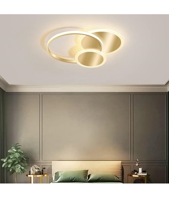 PLAFONIERA LUCE NATURALE LED CERCHI 38W LAMPADARIO ORO 50033