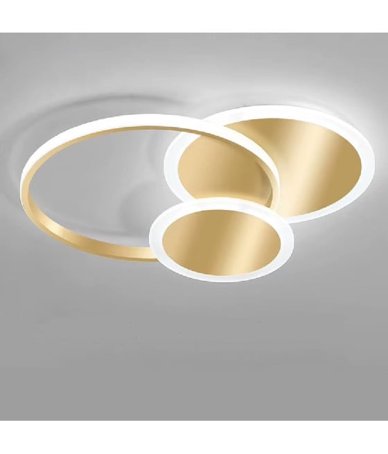 PLAFONIERA LUCE FREDDA LED CERCHI 38 W LAMPADARIO ORO 50040