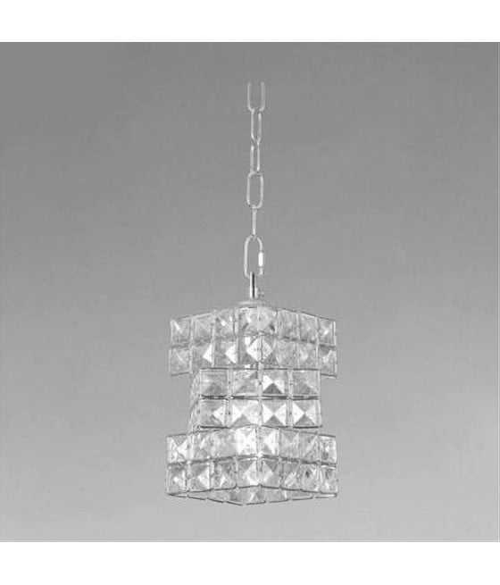 LAMPADARIO RETTANGOLARE INTRECCIATO CRISTALLI LUCE E27 ARGENTO 32415
