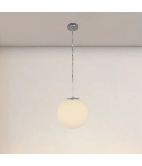 LAMPADARIO ARGENTO CON SFERA VETRO BIANCO ATTACCO E27 33511