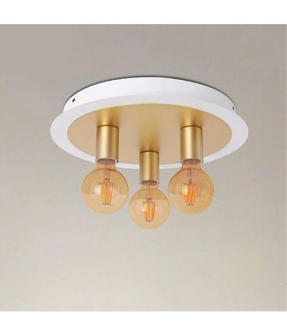 PLAFONIERA METALLO ORO BIANCO CON 3 LUCI LAMPADA E27 32668