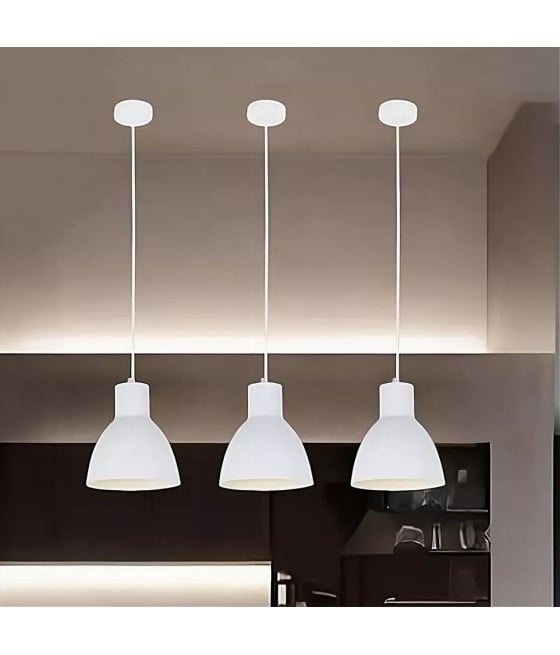 LAMPADARIO E27 FERRO PARALUME CAMPANELLA BIANCA 33283