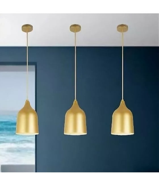 LAMPADARIO E27 FERRO PARALUME CAMPANA ORO BIANCO 33306