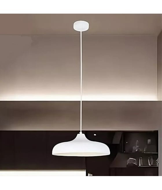 LAMPADARIO SOSPENSIONE E27 PARALUME FERRO CUPOLA BIANCO 33344