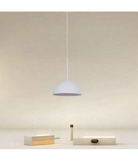 LAMPADARIO SOSPENSIONE PARALUME CUPOLA FERRO BIANCO E27 33764
