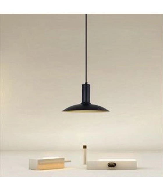 LAMPADARIO CON PARALUME SEMISFERA IN FERRO NERO ORO E27 33795