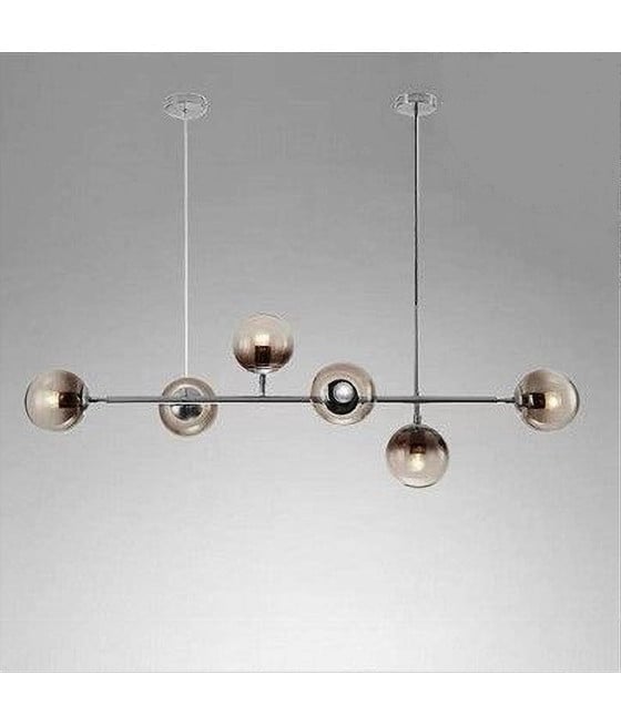 LAMPADARIO 6 SFERE E27 VETRO LAMPADA METALLO ARGENTO 71652