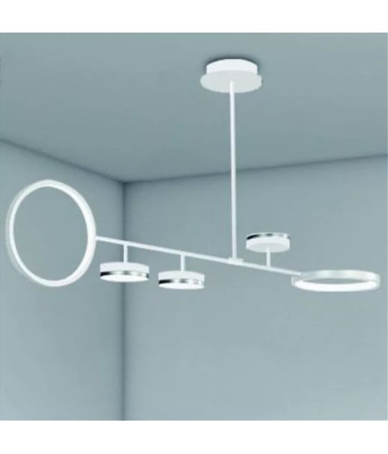 LAMPADARIO LED 37W 5 CERCHI LAMPADA ORIZZONTALE BIANCO LUCE FREDDA 71347