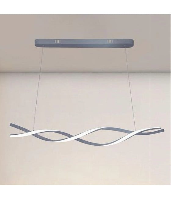 LAMPADARIO LED 48W ARGENTO SPIRALE ONDULATO INTRECCIATO LUCE 4000K 32521