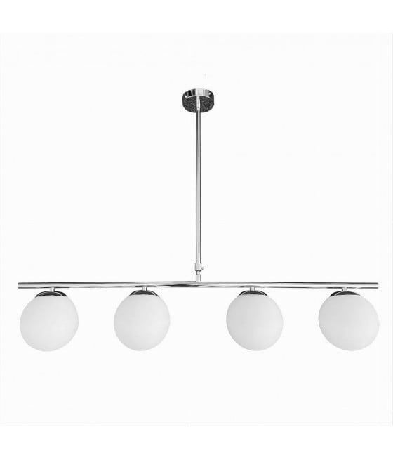 LAMPADARIO ARGENTO CON 4 SFERE BOLLE BIANCHE VETRO G9 33924