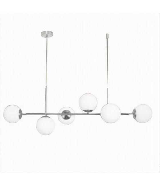 LAMPADARIO ARGENTO CON 6 SFERE BOLLE BIANCHE IN VETRO G9 33733