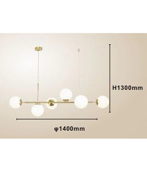 LAMPADARIO ORO CON 6 SFERE BOLLE BIANCHE IN VETRO G9 33726