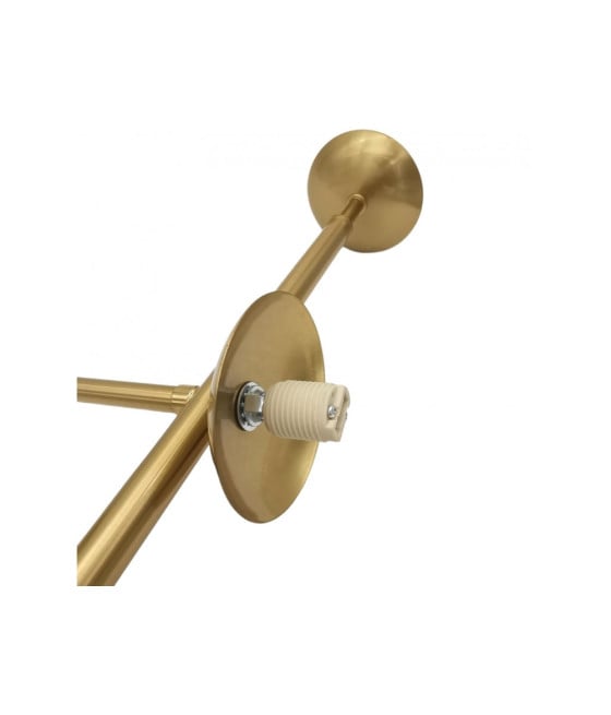 LAMPADARIO ORO CON 6 SFERE BOLLE BIANCHE IN VETRO G9 33726
