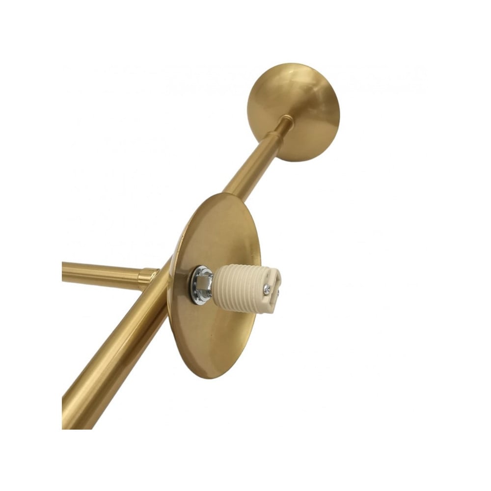LAMPADARIO ORO CON 6 SFERE BOLLE BIANCHE IN VETRO G9 33726