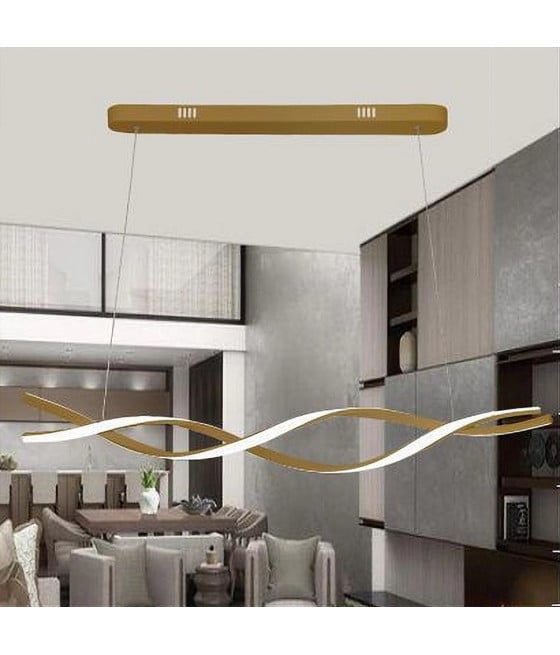 LAMPADARIO LUCE 3000K-6500K LED 48W ORO SPIRALE VORTICE ORIZZONTALE 01110