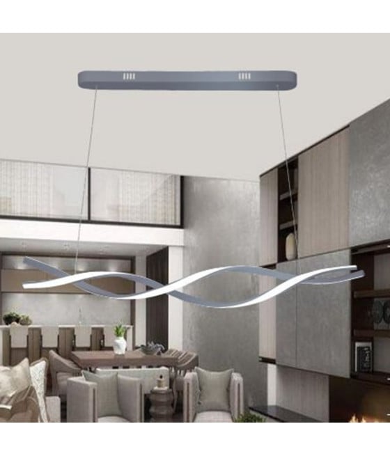 LAMPADARIO LUCE 3000K-6500K LED 48W ARGENTO SPIRALE VORTICE ORIZZONTALE 01127