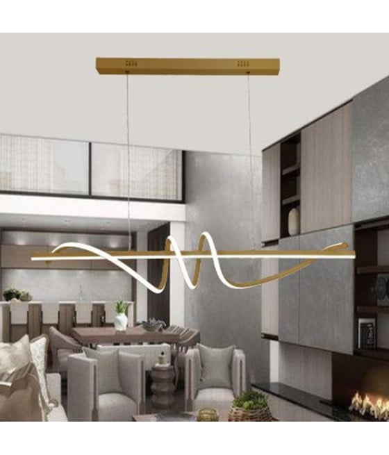 LAMPADARIO LED 65W ORO SPIRALE ONDULATO ORIZZONTALE LUCE 3000K-6500K 01158
