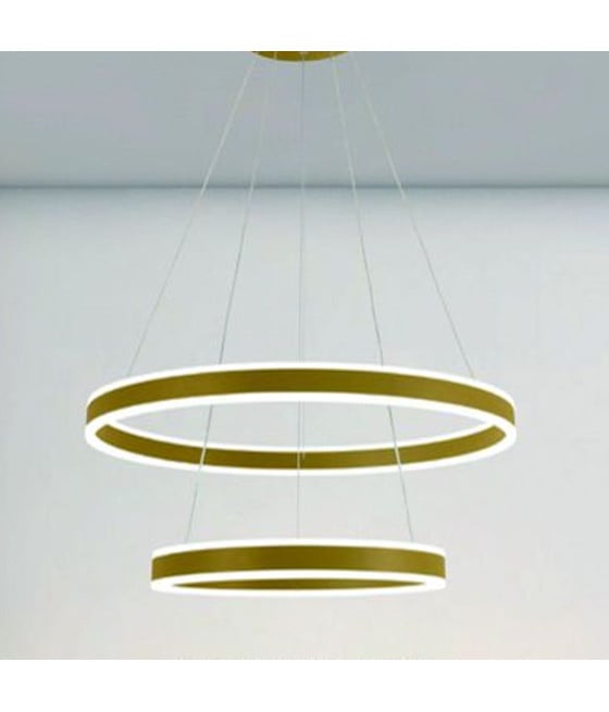 LAMPADARIO LED DOPPIO CERCHIO ORO 58W CON TELECOMANDO 31883