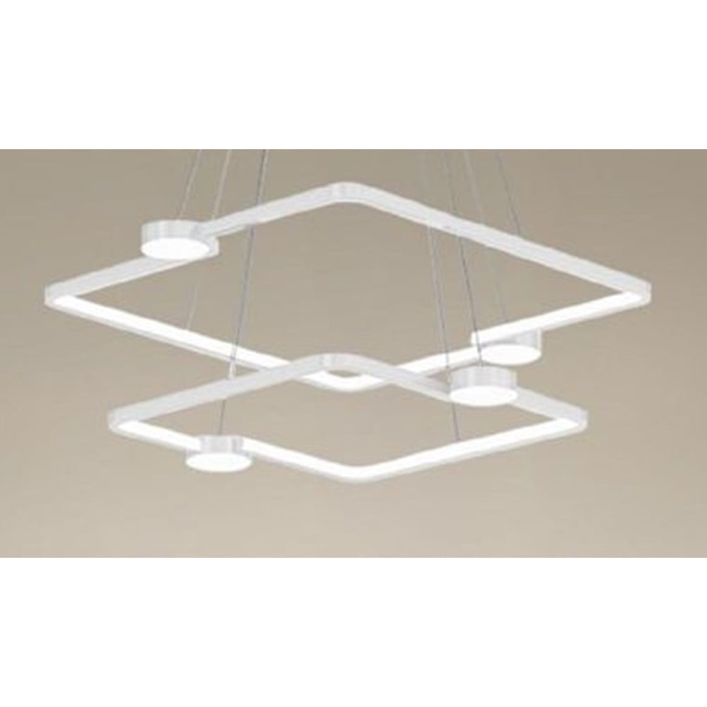 LAMPADARIO LED 60W 2 QUADRATI CON TELECOMANDO BIANCO 71194