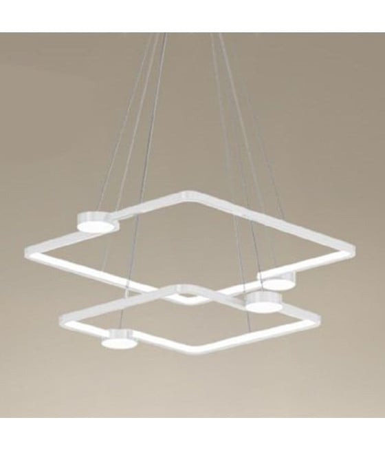 LAMPADARIO LED 60W 2 QUADRATI CON TELECOMANDO BIANCO 71194