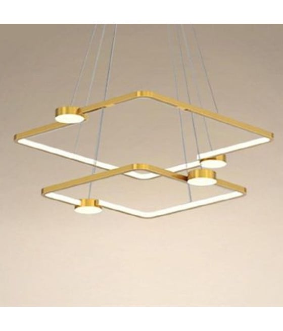 LAMPADARIO LED 60W 2 QUADRATI CON TELECOMANDO ORO 71200