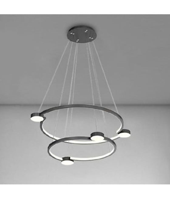 LAMPADARIO LED 60W 2 CERCHI CON TELECOMANDO NERO 71125