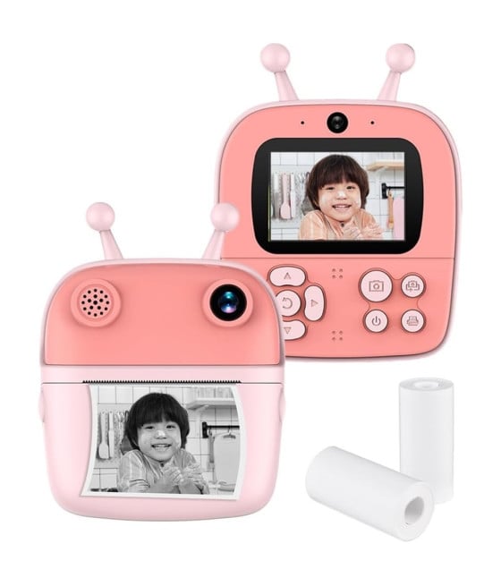 FOTOCAMERA A STAMPA ISTANTANEA BAMBINI DIGITALE DOPPIO OBIETTIVO CARTA