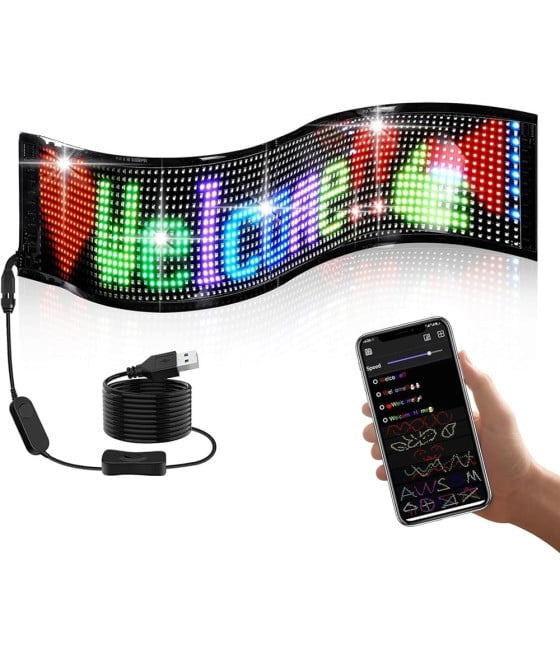 INSEGNA A LED PROGRAMMABILE A SCORRIMENTO USB PIEGHEVOLE